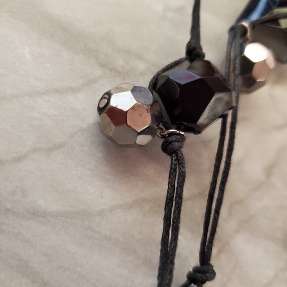 ✨ Chico's Black Silver Clear Beaded Cord Multi Strand Necklace ✨ - Picture 7 of 12